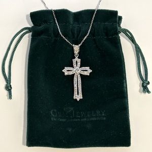 14k White Gold Diamond Cross Pendant